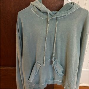Easel Mineral Washed Terry Knit Washed Blue Hoodie